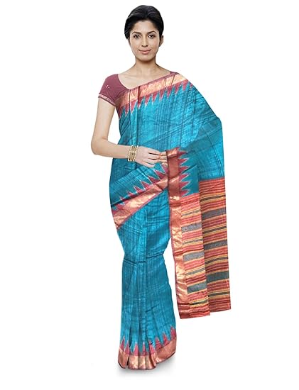 Odisha Handloom Ikkat Womens Tussar Saree (Green, orissa art 58)