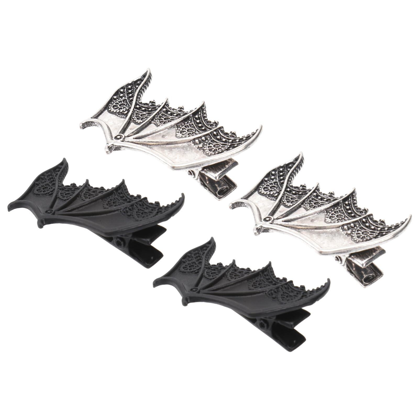 Minkissy Metal Bat Wings Hair Clips, 2 Pairs Halloween Hair Clips Cool Punk Bat Wings Hair Barrettes Devil Wings Hairpins for Halloween Cosplay Party Costume
