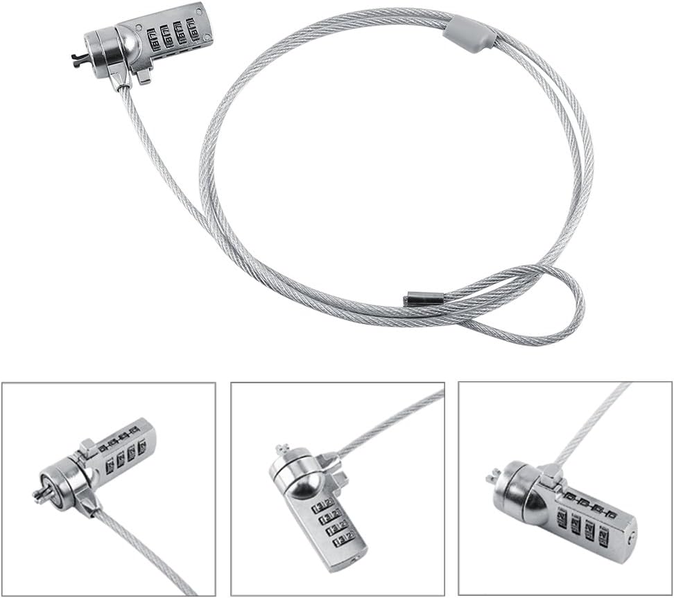 Laptop Security Lock, 4-Digit Combination Cable Lock for Notebook with Alloy Steel Strength & 90-Degree Swivel Joint - Image 5