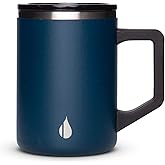 Elemental Insulated Coffee Mug - Triple-Wall Stainless Steel Summit Travel Cup for Hot and Cold Drinks - Thermal Coffee Mug with Lid and Handle for Camping, Office & Travel 16oz - Navy Blue
