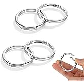 Andibro 4Pcs 2 Inch Silver Metal O Ring, Metal Keychain Ring Round Carabiner Clip Flat Spring O Rings for Purse Strap Handbag Key Chain Hooks DIY Crafts