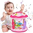 Hapyland Baby Toys 6-12 Months Girl Gifts: Babies Ocean Rotating Light Up Musical Toys for Toddlers 1 2 Year Old Crawling Learning Infant Toy 6 7 8 9 10 11 12 Months Old Baby Girl Gift (Pink)