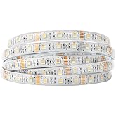 BTF-LIGHTING RGBCCT 5 Colors in 1 LED 5050SMD RGBWW RGB+Dimmable Tunable Color Temperature 2700K-6500K 16.4ft 60LEDs/m 300LEDs DC12V Multi-Colored Tape Lights IP65 White PCB(No Adapter or Controller)