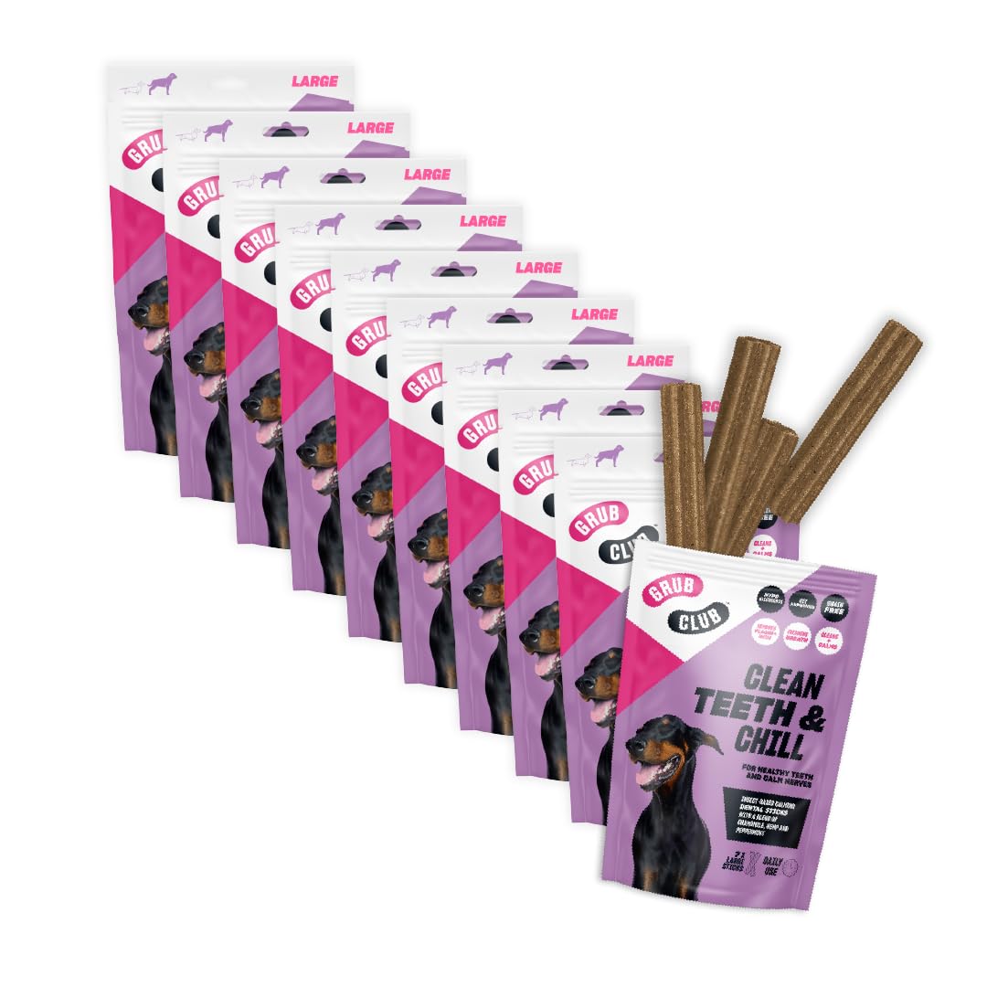 Large Insect Protein Calming Dental Stick - Grain Free, Hypoallergenic and Planet Friendly – 10 Pack of 7 Large Sticks (175 g) – GRUB CLUB