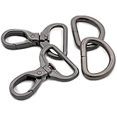 Oval Snap Hooks,with D Rings 8 Sets Purse Hardware Lobster Clasp Keychain Clip Purse Making Accessories (Gunmetal,3/4")