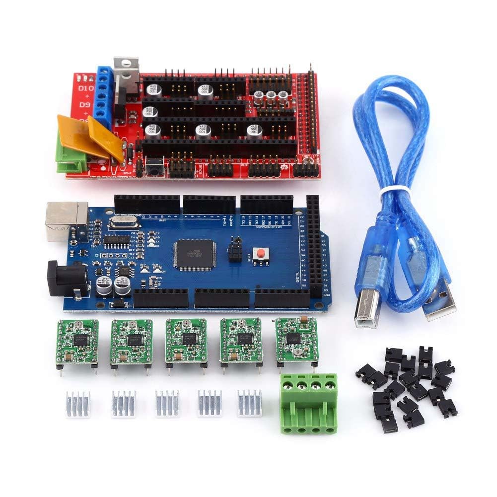 3D Printer Kit, 3D Printer RAMPS 1.4 Controller Board + R3 + A4988 With Heat Sink USB Calbe Jumper Kit