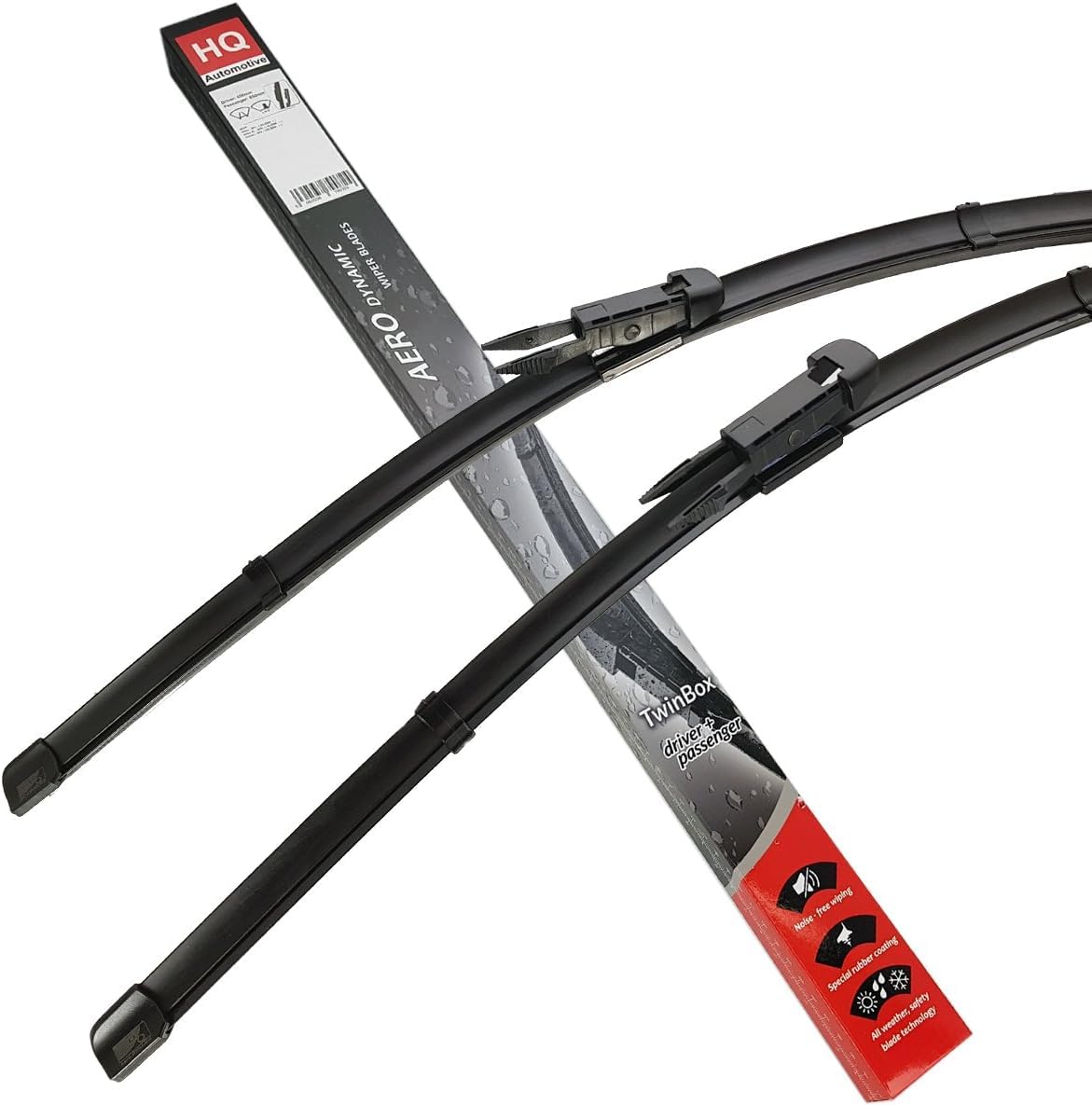 Set of Front Frameless Flat Aero Wiper Blades HQ Automotive - AD91-423 Twin Box