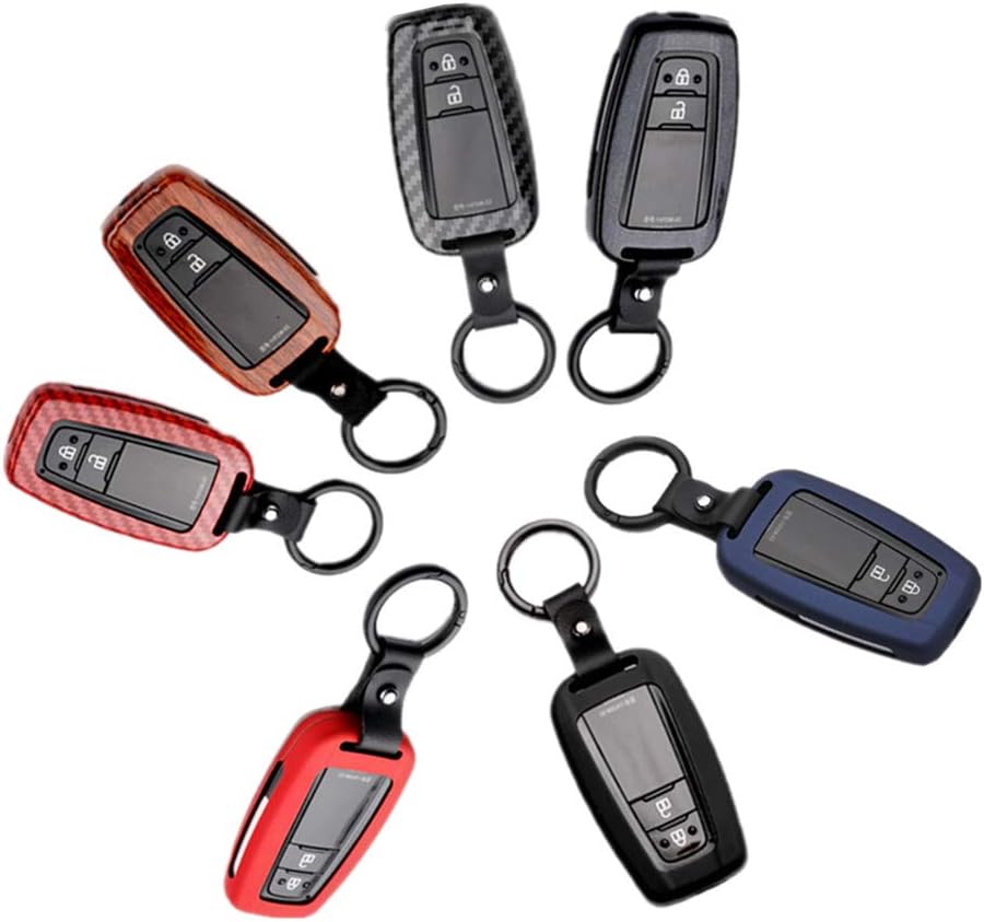 Happyit ABS Carbon Fiber Shell Car Key Cover Cases for Toyota CHR C-HR Prado Prius Camry Corolla RAV4 2 3 4 Buttons Keyless Keychain (Black A) - Image 4