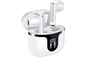 BHNYBWUL Wireless Earbuds, Bluetooth Headphones 5.3 Stereo 40 Hour Playback Ear Buds with LED Display and with ENC Noise Cancelling Mic Wireless Earphones, for Phone, Tablet, Laptop, Sports, White