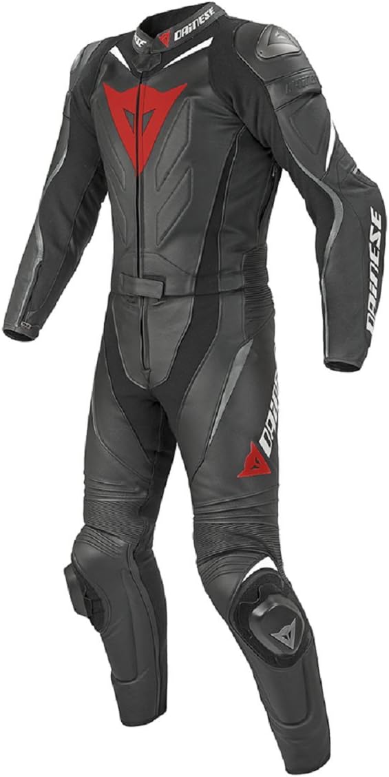 LEATHERAY Men's Fashion Motorbike Real Leather Two Pieces Suit with Armor Protection Grey & Black