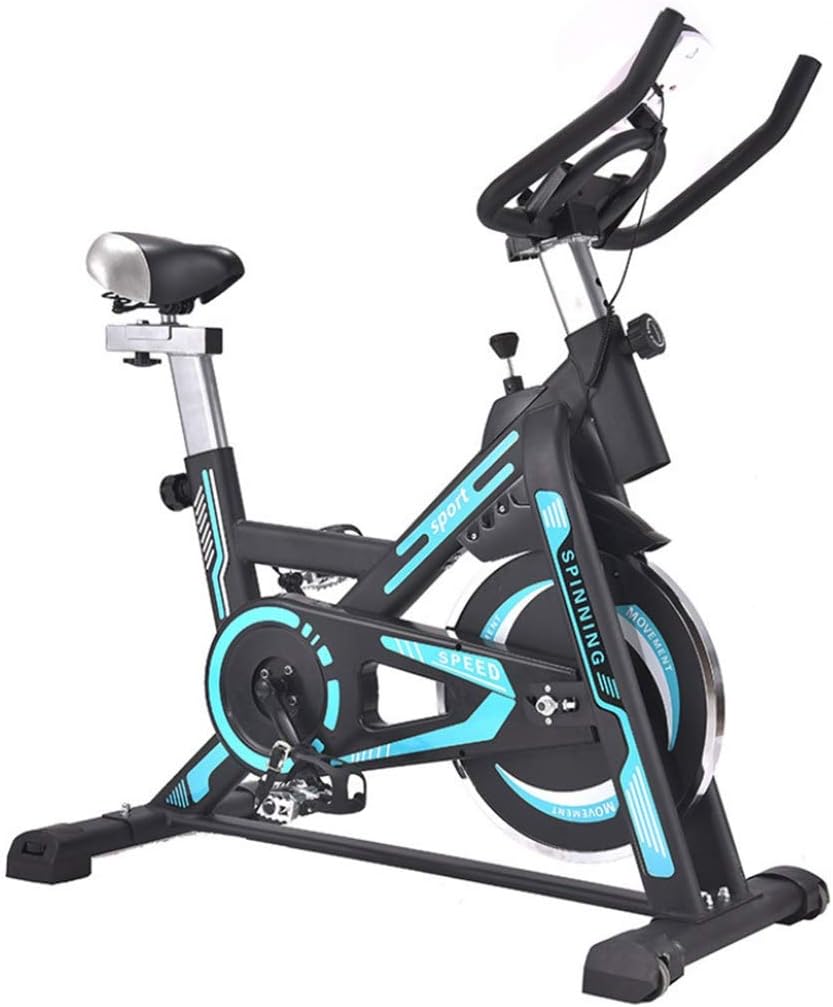 Exercise Bike 15dB Mute Belt Drive Bicycle Studio Adjustable Fitness Bike Rotating Bicycle Indoor Sports Bicycle Cross Training Machine Cardio Training Device ( Color : Blue , Size : 113*49*100cm )