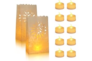 AceList 30PCS Luminary Bags with 30 PCS Flameless Candles Tea Lights for Wedding, Birthday, Party, Christmas Decorations(Sunflower)