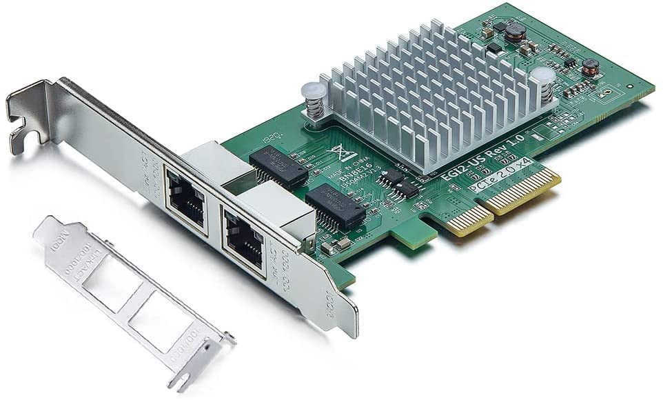 ipolex 1.25G Ethernet Network Card, 2x RJ45+ Port, 10GbE NIC Compare to Intel I350-T2, Support Windows Server/Windows/Linux/Vista/VMware (Not Support Mac OS, Bypass Mode)