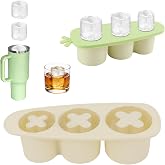 Ice Cube Mold for Stanley Tumbler Cup 30/40 OZ (Green) | Cylindrical Ice Cube Silicone Tray with Lid for Freezer, Easy Fill a