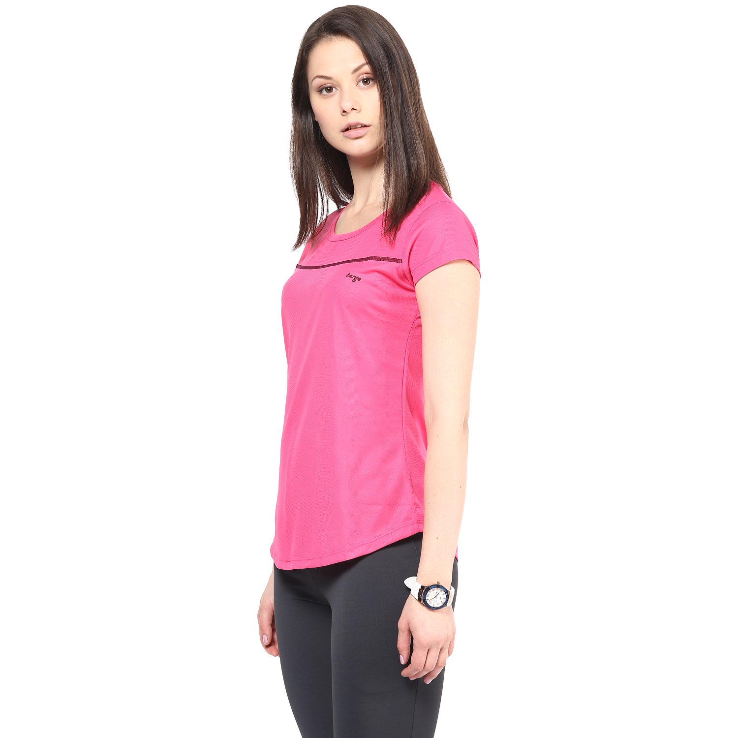 berge women's instadry round neck pink tee