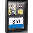RattanView 17 x 12.5 Inches 3 in 1 Shadow Box Display Medal Photo Framing Kit Medal Frame Display Case Runners Triathlon and Running Bib Holder for Race Bibs Race Winner Photo(Black)