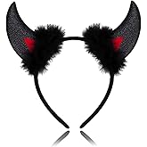 OIWLCI Black Devil Horns Headband, Halloween Headbands for Women, Devil Ears Costume Accessories for Halloween Cosplay Party Adults(Black)
