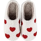 GAINHEART Valentine Heart Slippers for Women Men,Fuzzy Cozy Cute Love Slippers,Valentine's Day House Shoes Indoor Outdoor