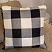 Burlap Farmhouse Decor Buffalo Checkers Plaid Cotton Linen Decorative Throw Pillow Cover Rustic Cushion Cover Pillowcase for Sofa 18 x 18 Inch, Set of 2 (Black/White, 18