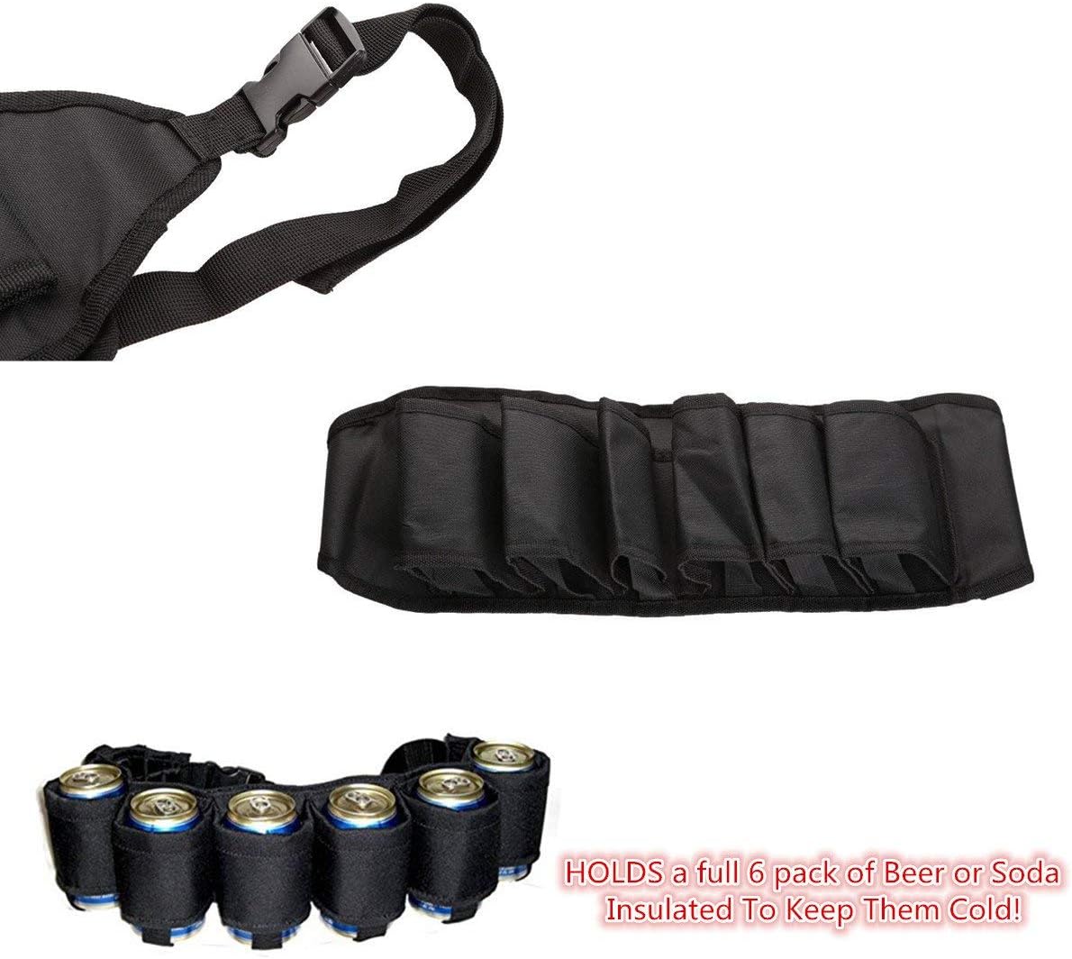 MUCHER Beer Belt Holder Portable Beer Can Holster Waist Bag for 6 Drinks Soda Can Bottles for Party Outdoor Mountaineering Camping Hiking - Image 4
