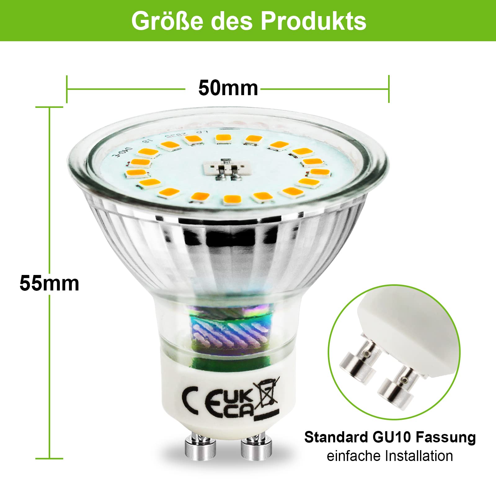 Allesgute GU10 LED Warmweiss 5W Dimmbar LED Lampe Glas Glühbirnen 700lm LED Birnen Ersetzt für 45W Halogen Leuchtmittel 230V Abstrahlwinkel 120°, 10er pack 2