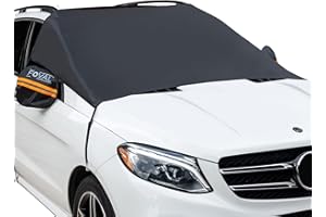 FOVAL CarWindshield Cover for Ice and Snow- Waterproof, Windproof Winter Frost and Ice Removal Sunshade with Side Mirror Covers (Black-Flexible Guard)