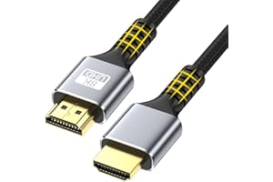 SXRYHHTD 10K 4K 8K HDMI Cable 48Gbps 6.6FT, UHD HDMI 2.1 Cable Braided Cord 8K@60Hz 4K@120Hz, eARC, QFT, HDR10+ Compatible wi