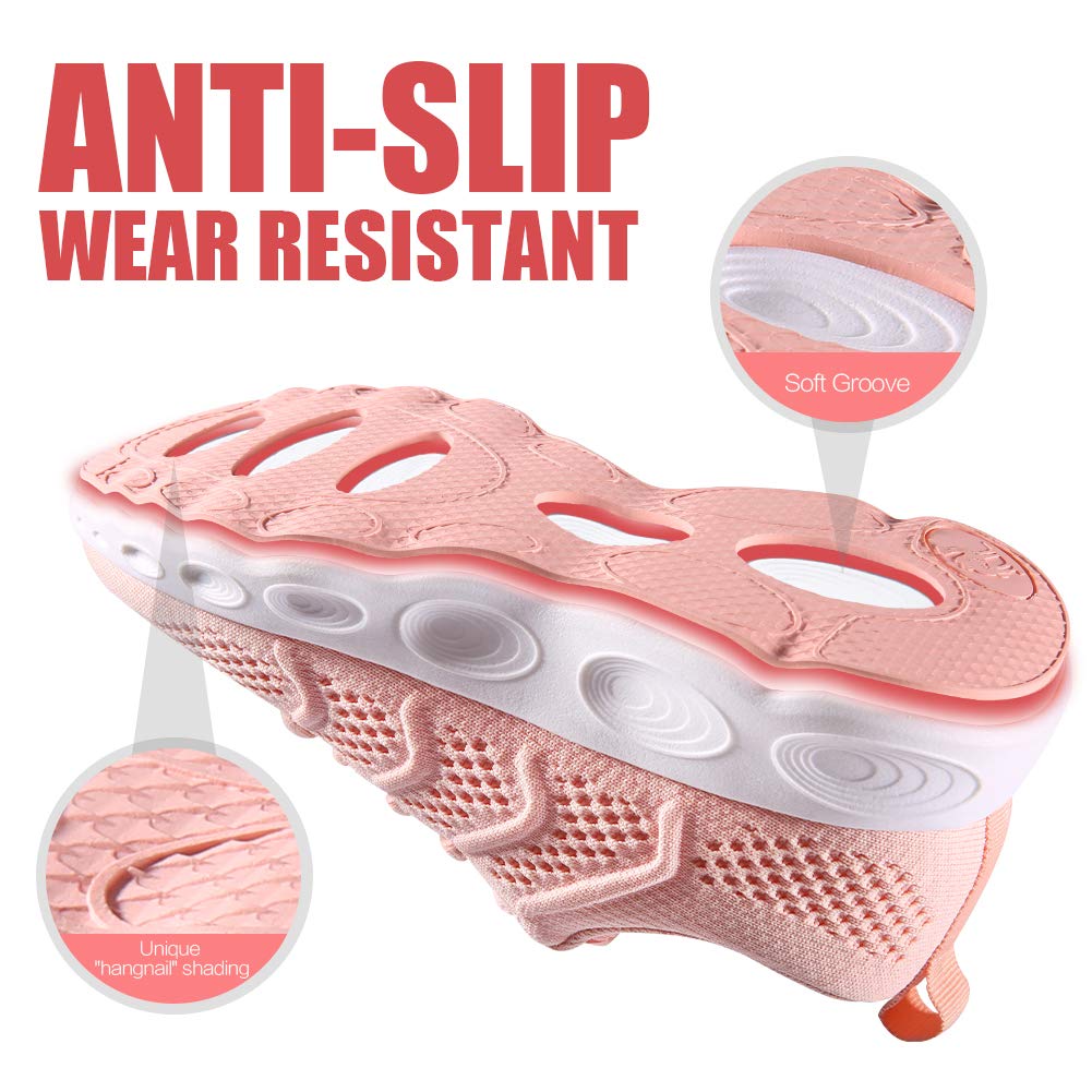 CAMEL CROWN Women Running Shoes Trail Fashion Sneakers Flyknit Comfy Walking Shoe Mesh Lightweight Athletic Gym Casual Sneaker for Girl(Pink,8.5 M US)