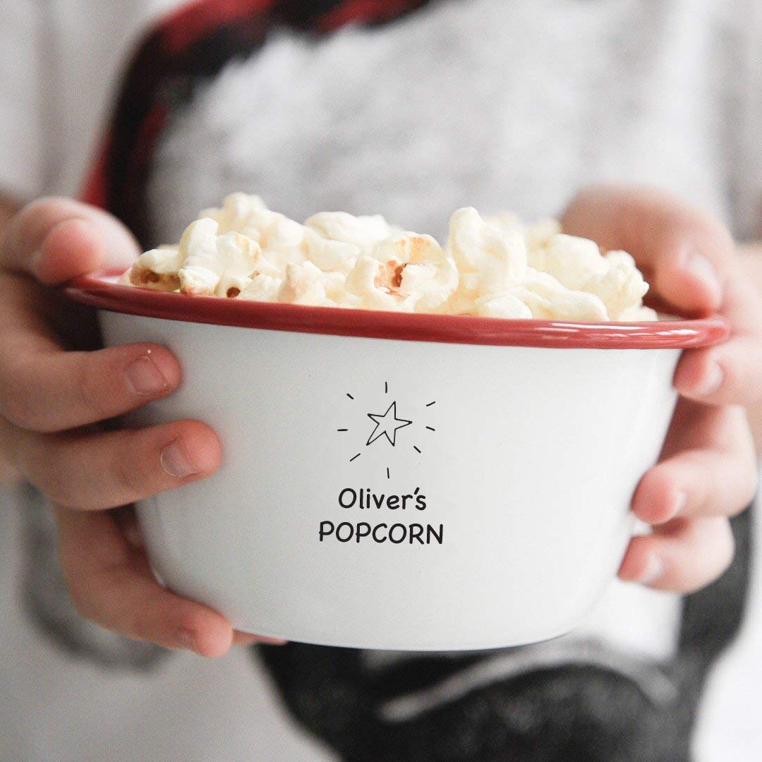 Personalised Children's Enamel Popcorn Bowl Gift Amazon.co.uk Handmade