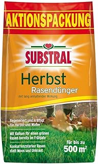 Substral Herbst Rasendünger, kaliumreicher Spezial-Rasendünger mit lang anhaltender Wirkung für 500 m², 12,5 kg Sack