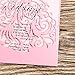 ponatia 25PCS Laser Cut Crown Wedding Invitations Cards For Birthday Sweet 15 Quinceañera Party Invite, Wedding Bridal Engagement Invite (Pink)