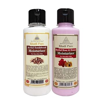 Khadi Pure Rose & Honey and Sandalwood Moisturizer Combo (420ml) Pack 2