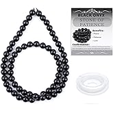 CMBYN Natural Stone Beads Round Genuine Real Stone Beading Strand Loose Gemstones DIY Smooth Bead for Bracelet Necklace Earrings Jewelry Making (Black Onyx, 6mm 60 Pieces)