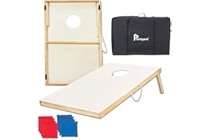 Pointyard Outdoor Cornhole Set, Regulation Cornhole Outdoor Games Set with 8 All-Weather Cornhole Bean Bags and Carrying Case - Portable Backyard Cornhole Board Game for Teens Adults Family