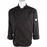 Mercer Culinary M61020BKL Genesis Men's Chef Jacket with Cloth Knot Buttons, Large, Black