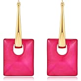 Biuwos Multicolored Acrylic Pendant Dangle Hoop Earrings for Women Lightweight Geometric Earrings Fashion Jewelry Gift,Pink Blue Green Black Grey