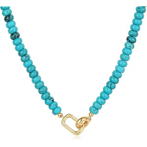 SAMYA Beaded Necklace for Women | 8x5mm Polished or Faceted Gemstone Bead Necklace, Natural Stone, 18" Collarbone Length, Gol