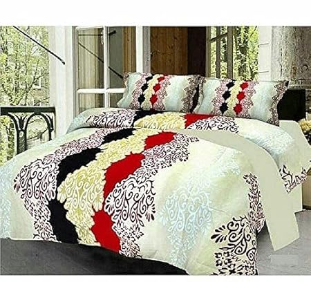 Choice homes Glace Cotton Bedsheets with Pillows Cover - Double Bed, White