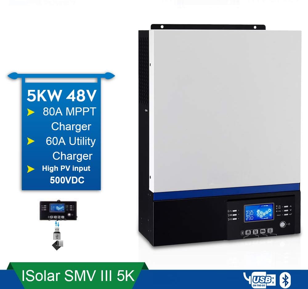 YAMEIJIA USB Bluetooth 5000W Inverter 500Vdc PV Input 230Vac 48V 80A MPPT Solar Charger Support Mobile Monitoring LCD Control
