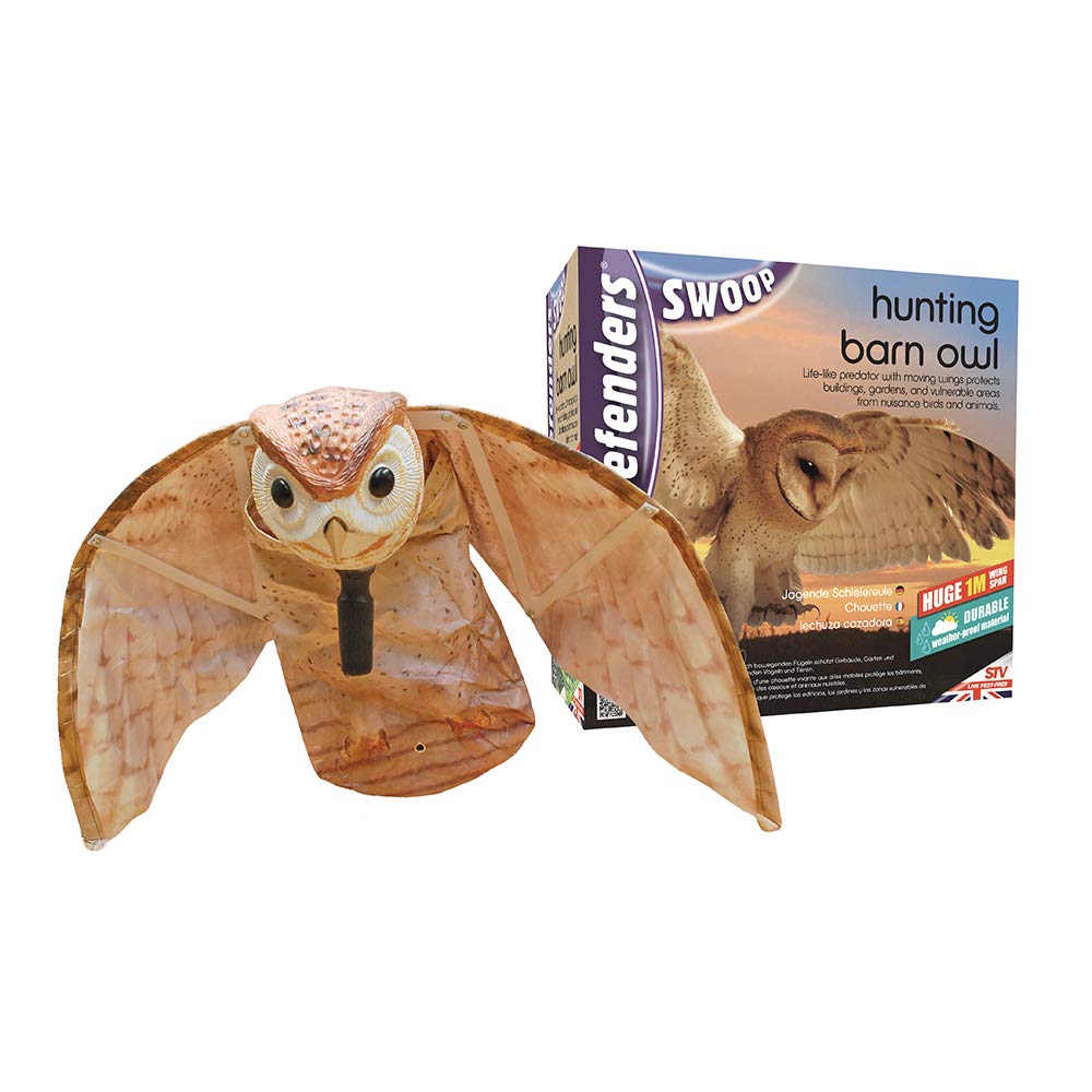 Defenders Swoop Hunting Barn Owl (Decoy Bird Scarer, Life Like Colouring, Protects Your Garden, Vegetable Patch, Plants, Deters Rodents & Birds) - STV967, 16x30x29 cm
