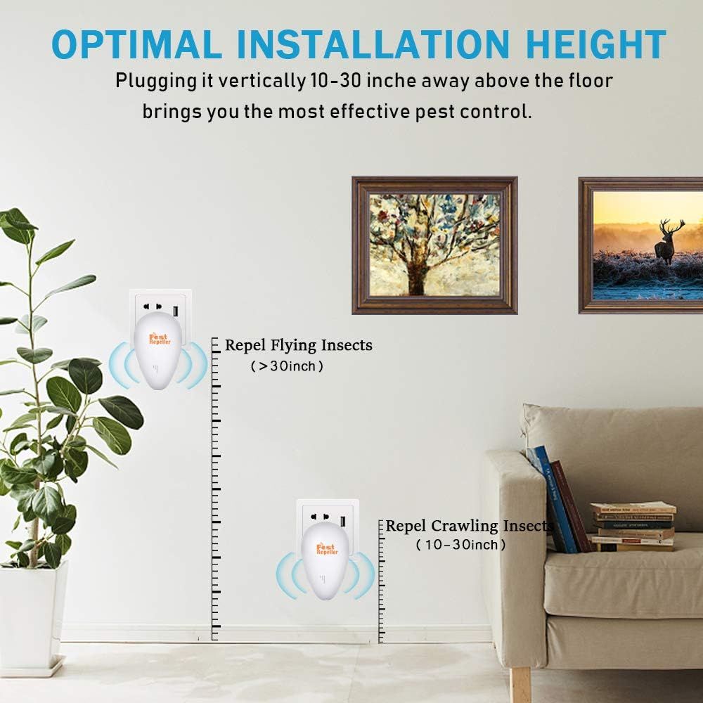 Palmandpond Ultrasonic Pest Repeller, 2021 Upgrade Electronic Plug-in Pest Control Pest Repellent 6 Pack for Rodents, Ants, Cockroaches, Bed Bugs, Mosquitos, Flies, Spiders : Garden & Outdoor