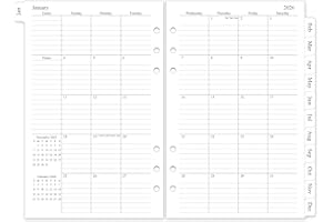 HOMLIVE 2026 Monthly Planner Refill, A5 Medium Planner Inserts for 6 Holes, 5.5"x8.5", Jan. 2026 - Dec. 2026, 12 Monthly Calendars with Laminated Tabs, 6-Hole Punched