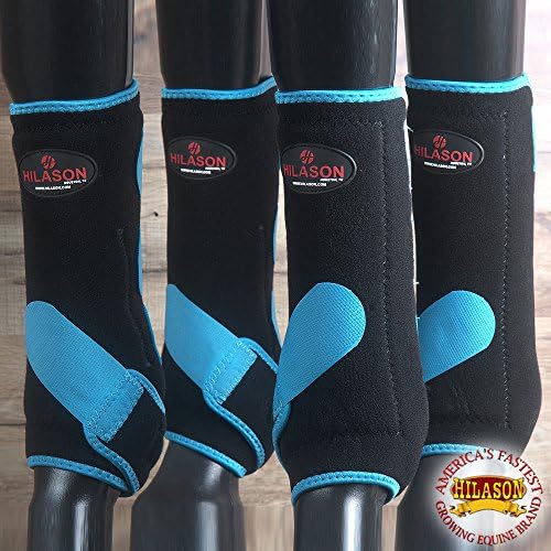 HILASON 4 PACK SML HORSE MEDICINE SPORTS BOOTS FRONT REAR HIND BLACK TURQUOISE