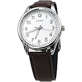 Casio MTP-V005L-7B4 Men's Brown Leather Band White Numbers Dial Casual Analog Watch