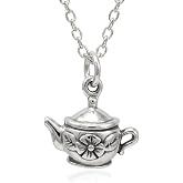 EnCharmed Teapot Sterling Silver Charm Necklace for Women | Handmade Dainty Necklace, English Tea Room Pendant, Everyday Minimal Layering Jewelry, 18"
