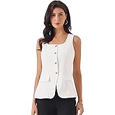 Allegra K Vest Tops for Women's 2026 Trendy Business Casual Sleeveless Blazer Square Neck Button Down Waistcoat