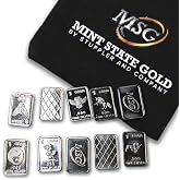 Ten (10) One Gram .999 Pure Silver Bars with Random Designs | in a Jewelry Pouch by Mint State Gold