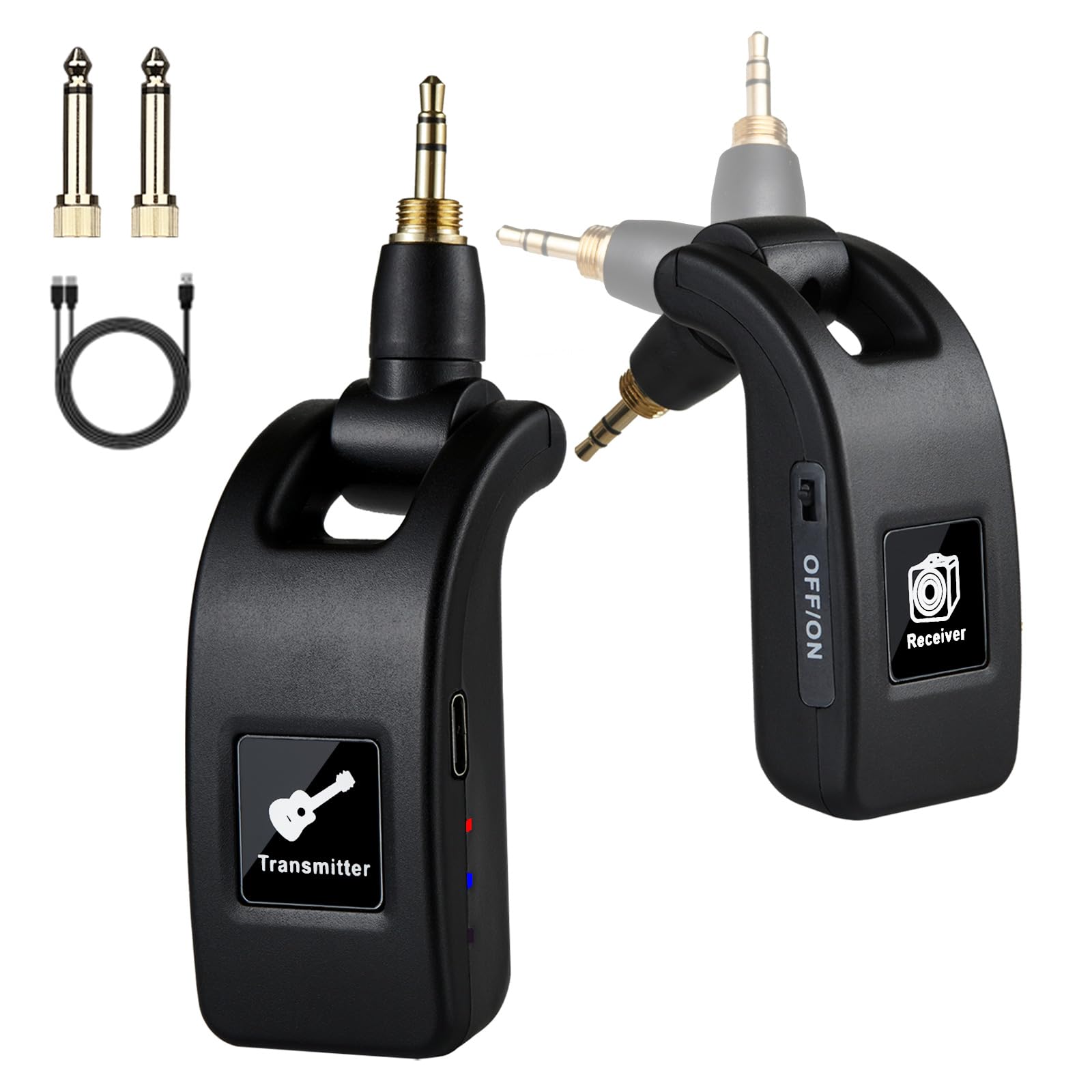 Photo 1 of Wireless Guitar System, 2.4GHz Wireless Guitar Transmitter Receiver for Electric Guitar/Bass/Violin/Keyboard/Mixer,100FT Transmission Distance, Volume Adjustable, Type-C Charging Port