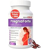 Pregnaforte 1 a day Prenatal vitamins for women 2 month DHA + Folic acid | Folic acid, Fish Oil Omega 3 DHA/EPA, Vitamin D3, B6, Vitmain B12, C, E, Calcium, Iron Magnesium Zinc supplement multivitamin