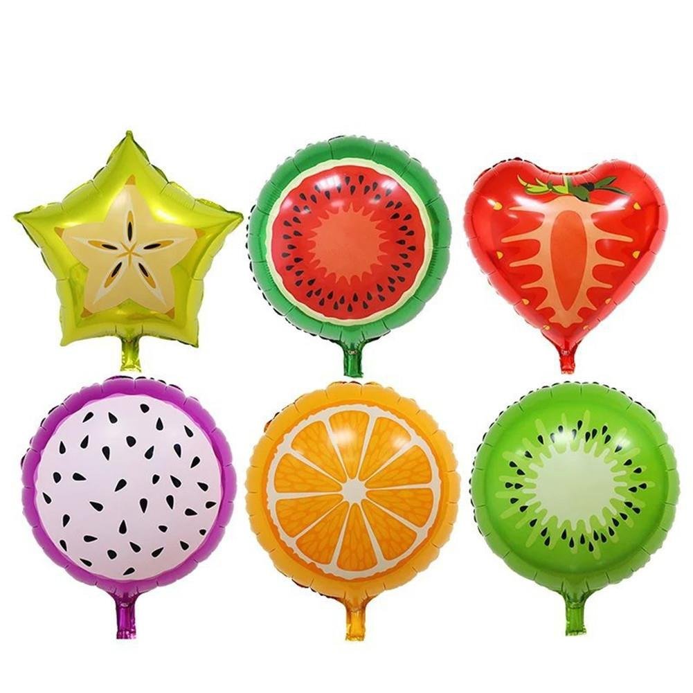 Ximkee Strawberry Kiwi Pitaya Watermelon Orange Carambola Fruit Collections Helium Balloons Wedding Birthday Party Deco-18''X 6pcs